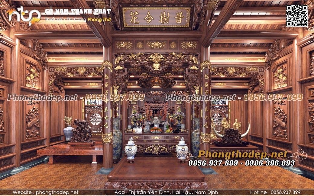 Nội thất nhà gỗ 3 gian đẹp